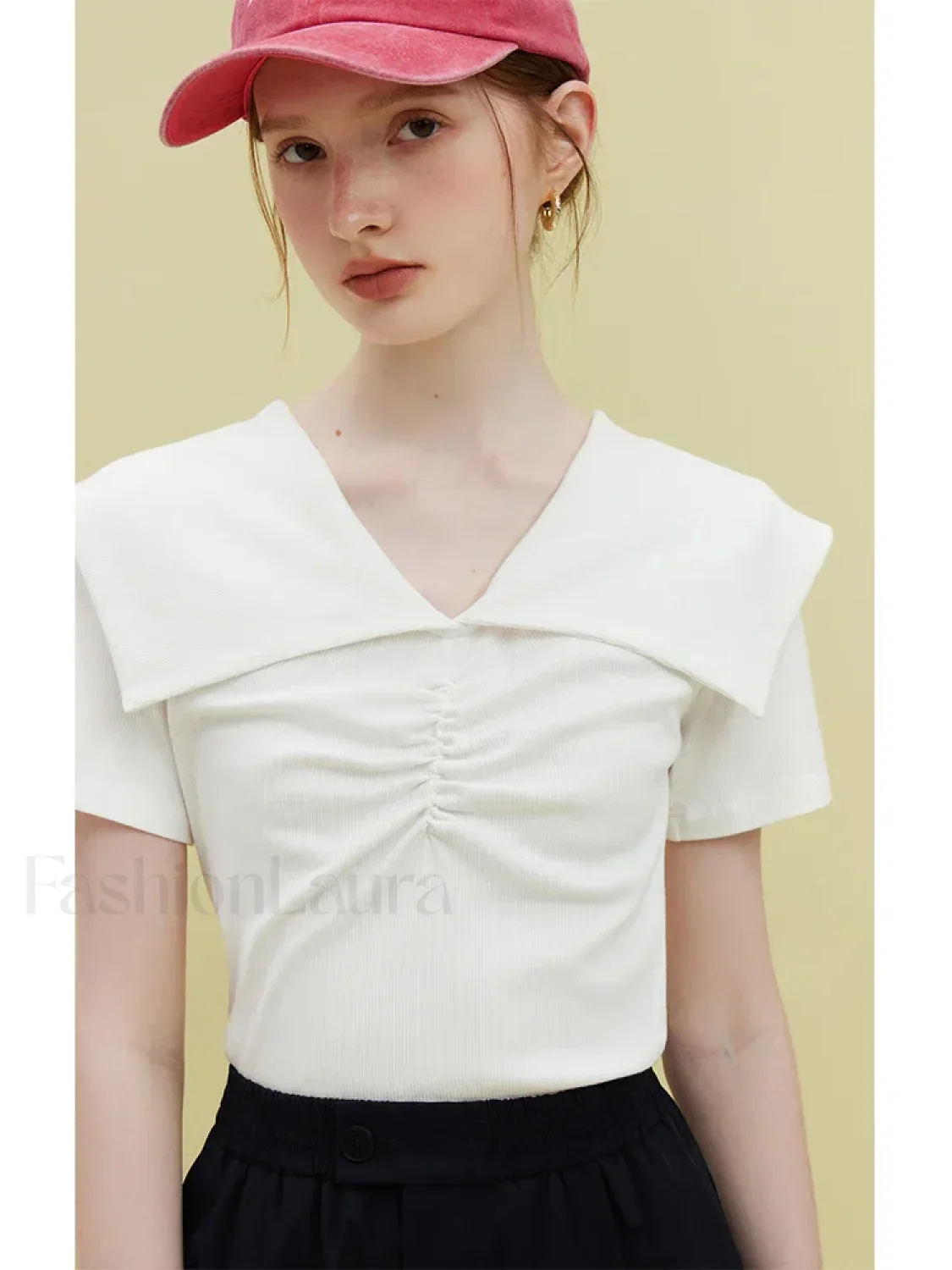 Doll Collar Slim Knitted Casual T-Shirt - Image 4