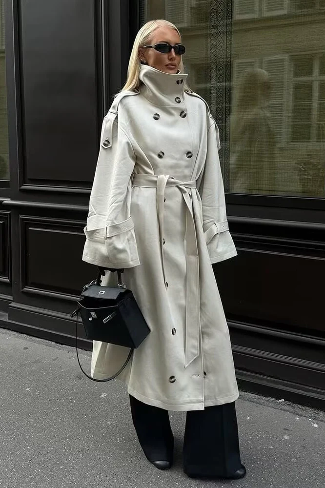 Double Breasted Belted Overcoat - Image 4