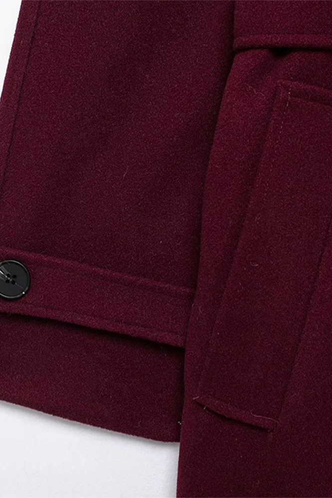 Double Breasted Belted Wool Trench Overcoat - Image 7