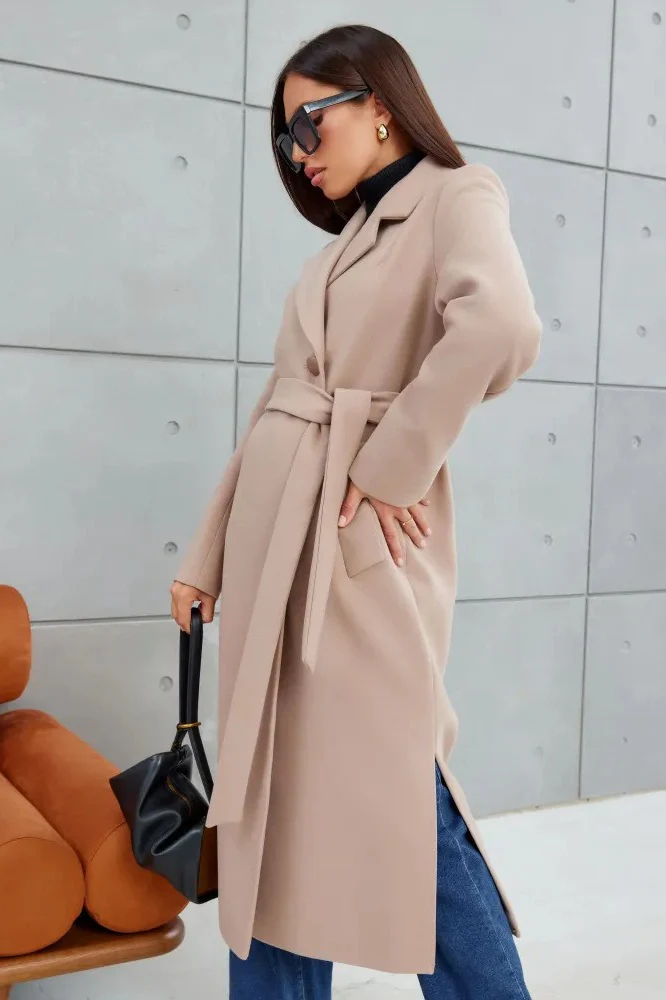 Double Breasted V-Neck Casual Wool Overcoat - Image 5