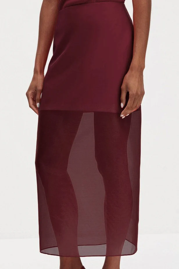 Double Layer Sheer Black High Slit Bodycon Skirt - Image 8