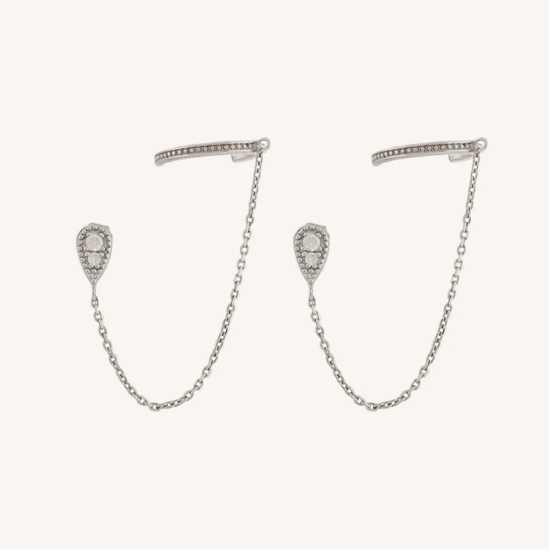 Double Piercing Fringe Drop Earrings - Image 5