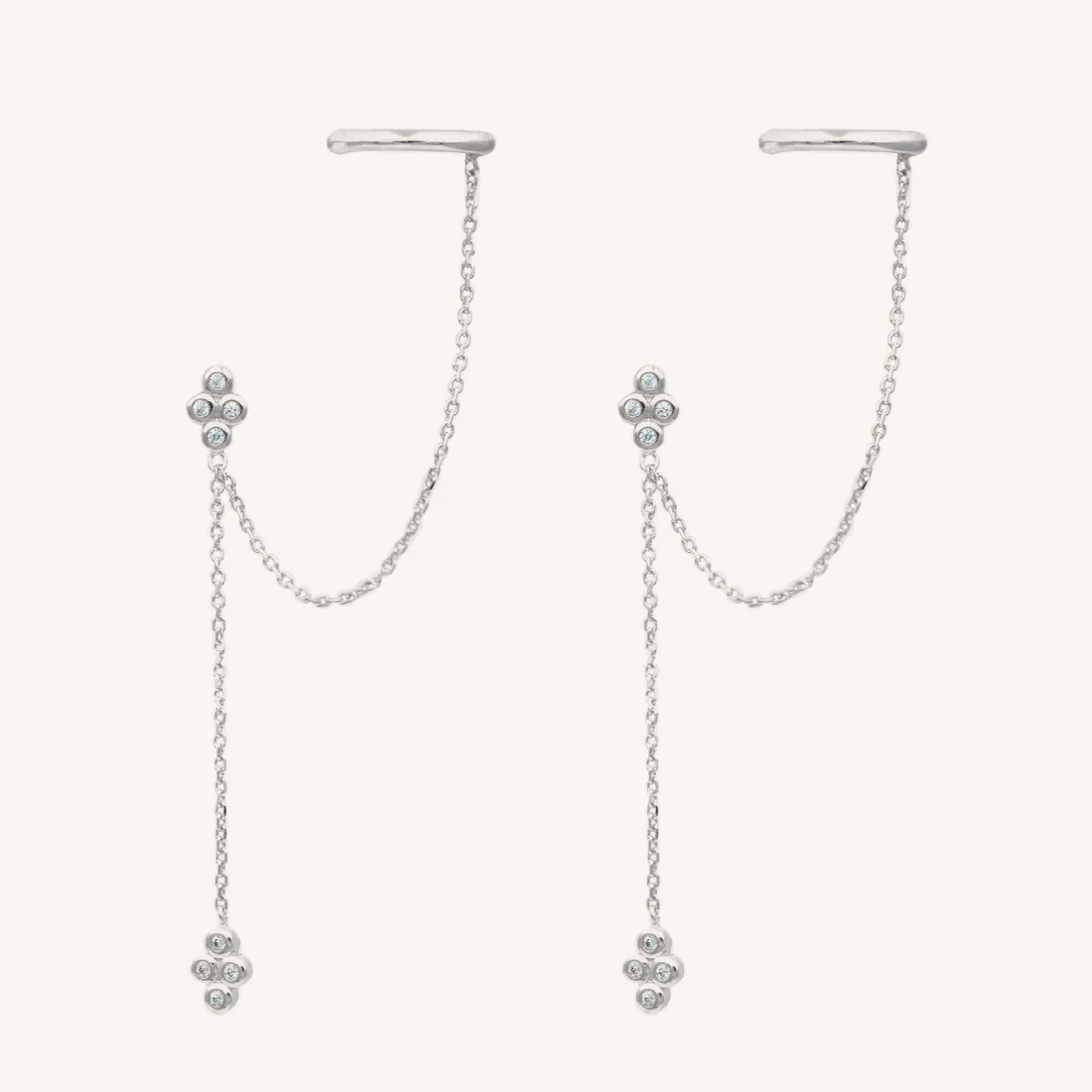 Double Piercing Fringe Drop Earrings - Image 7
