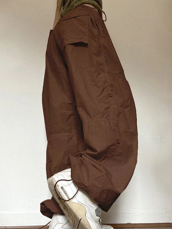Drawstring Low Waist Baggy Cargo Pants - Image 11