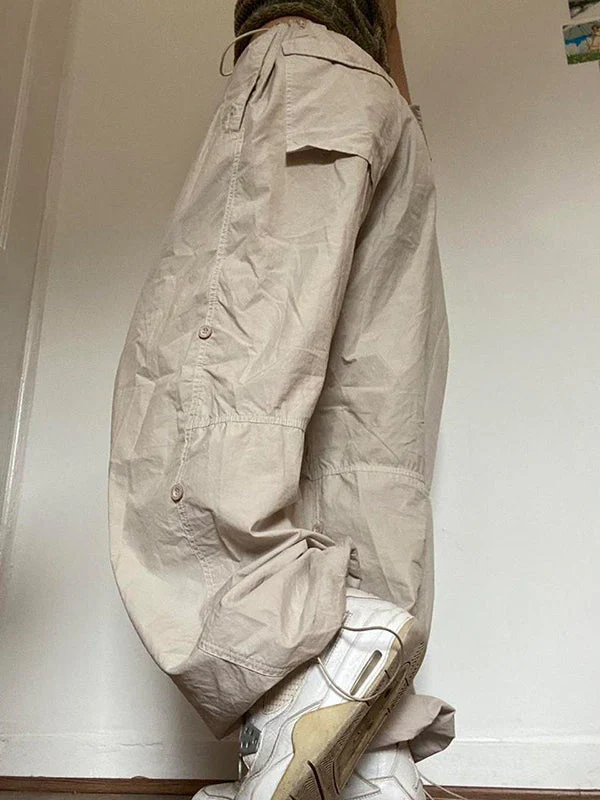 Drawstring Low Waist Baggy Cargo Pants - Image 13