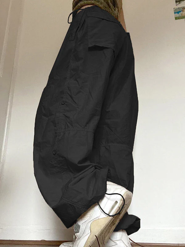 Drawstring Low Waist Baggy Cargo Pants - Image 14