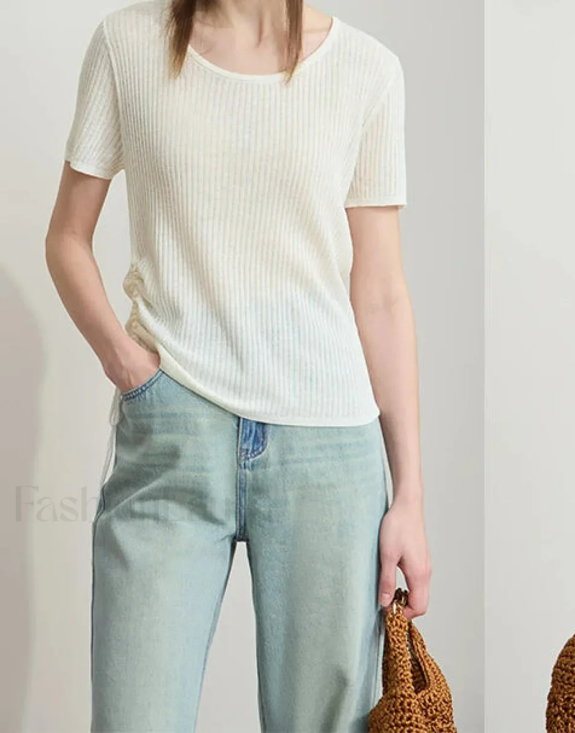 Drawstring Round Neck T-Shirt - Image 4