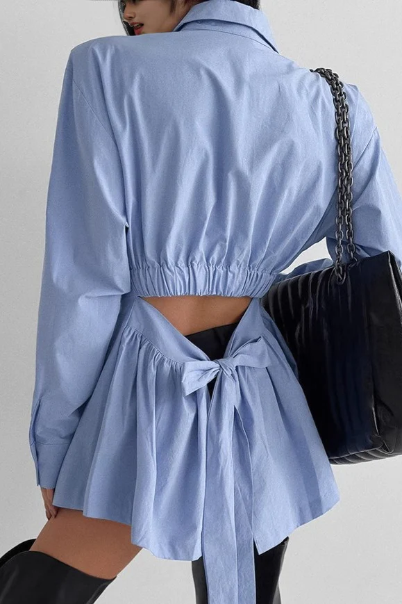 Elegant Cotton Tie Blouse - Image 4