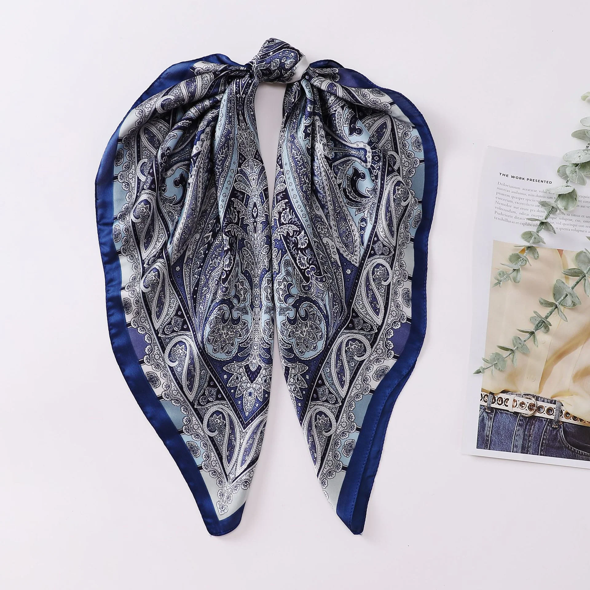 Elegant Paisley Square Shirt Neck Scarf - Image 3