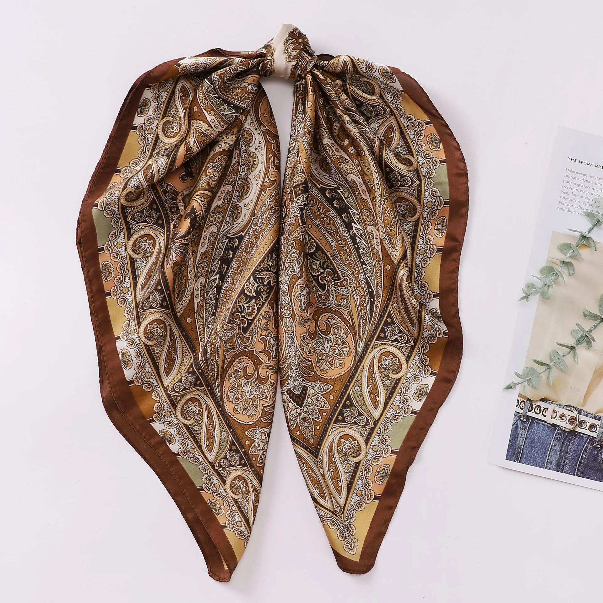 Elegant Paisley Square Shirt Neck Scarf - Image 6