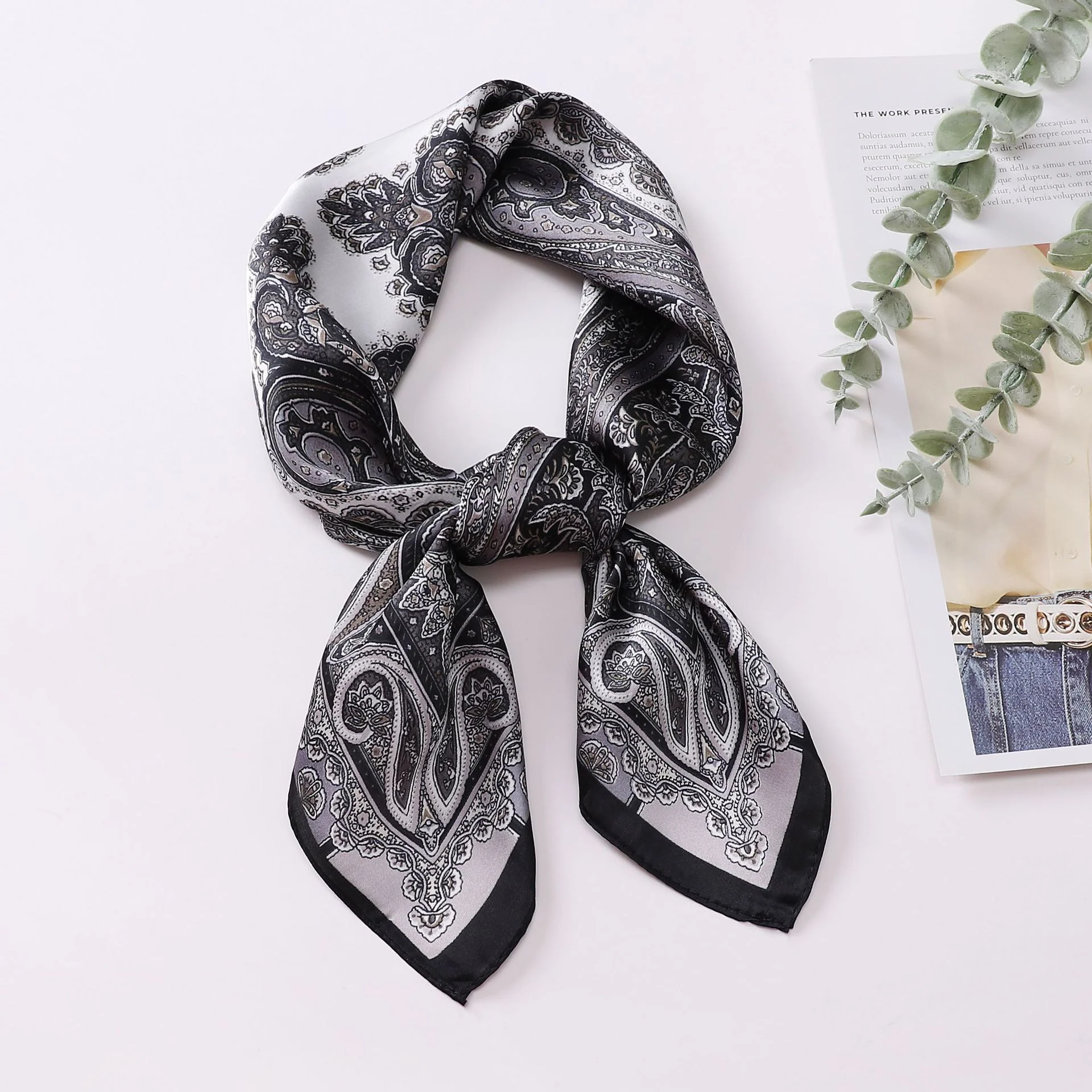 Elegant Paisley Square Shirt Neck Scarf - Image 7