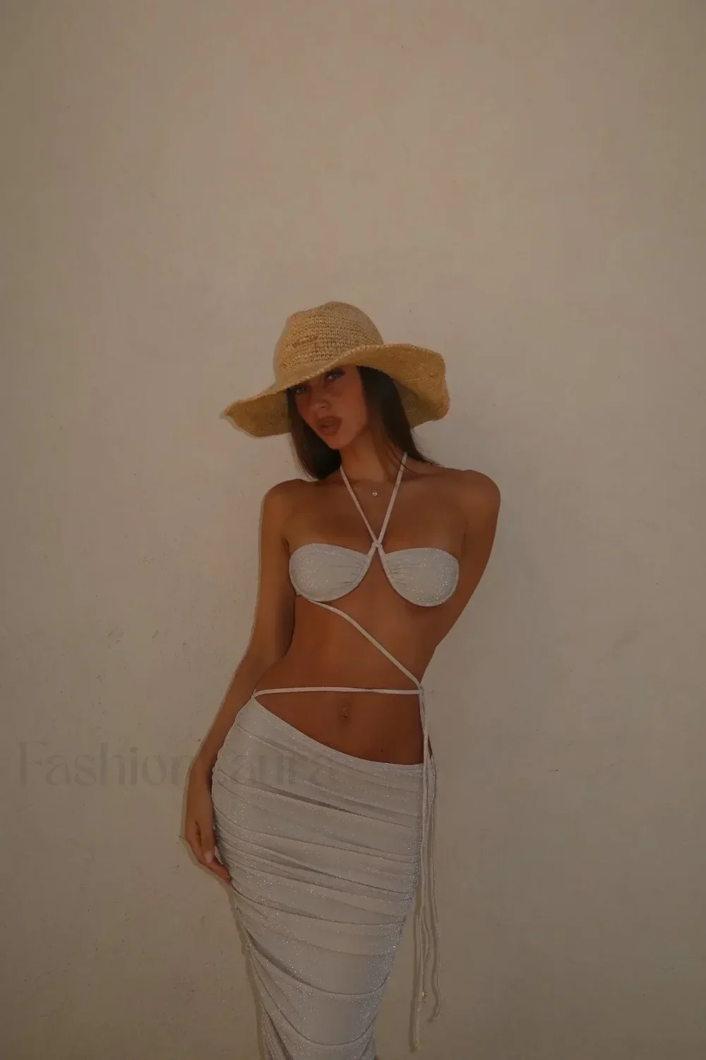Elegant Silver High-Waist Bikini Three Piece Set - Image 6