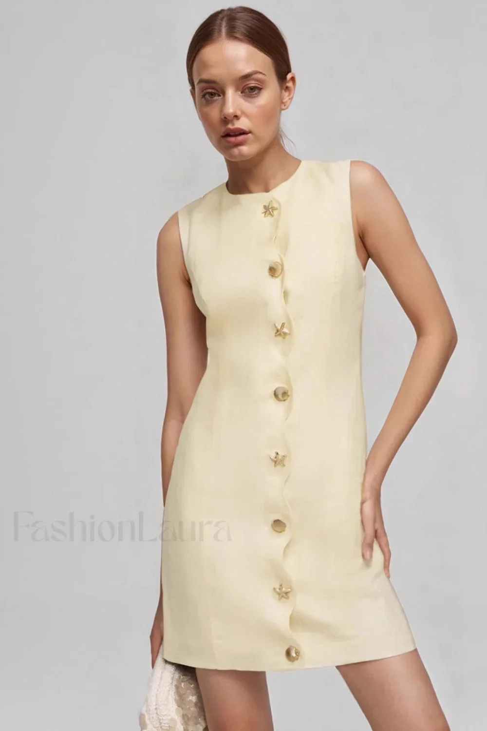 Elegant Sleeveless Buttoned Bodycon Work Dress - Image 6