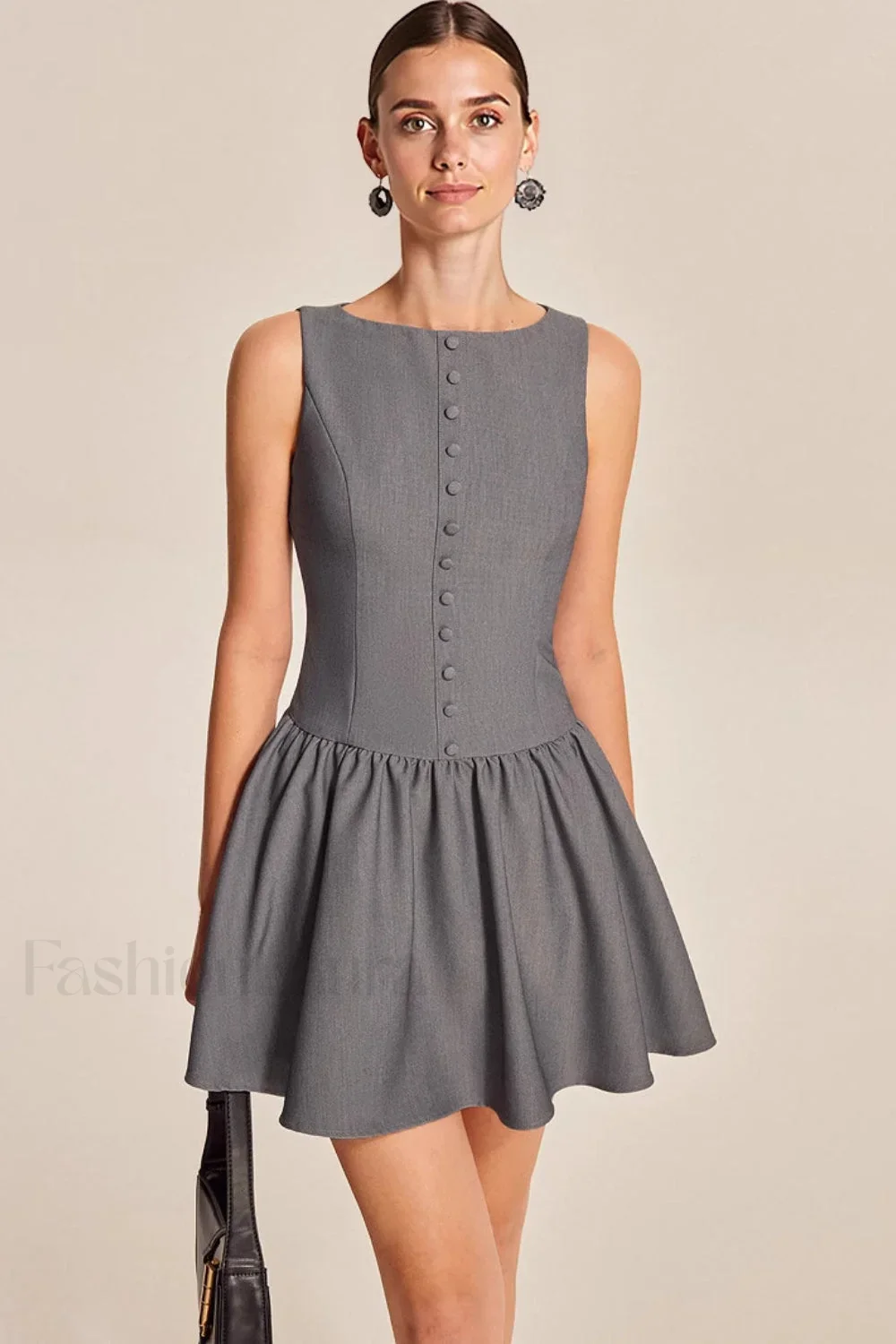 Elegant Sleeveless Ruffled A-Line Work Dress - Image 10