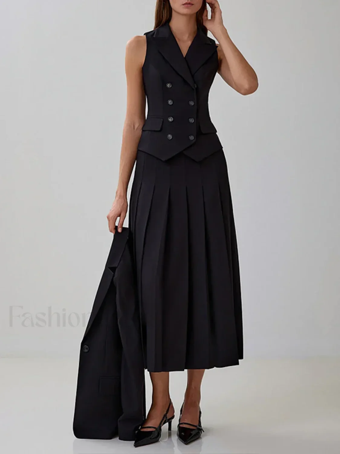 Elegant Spliced Tunic Skirt Two Piece Set - Image 4