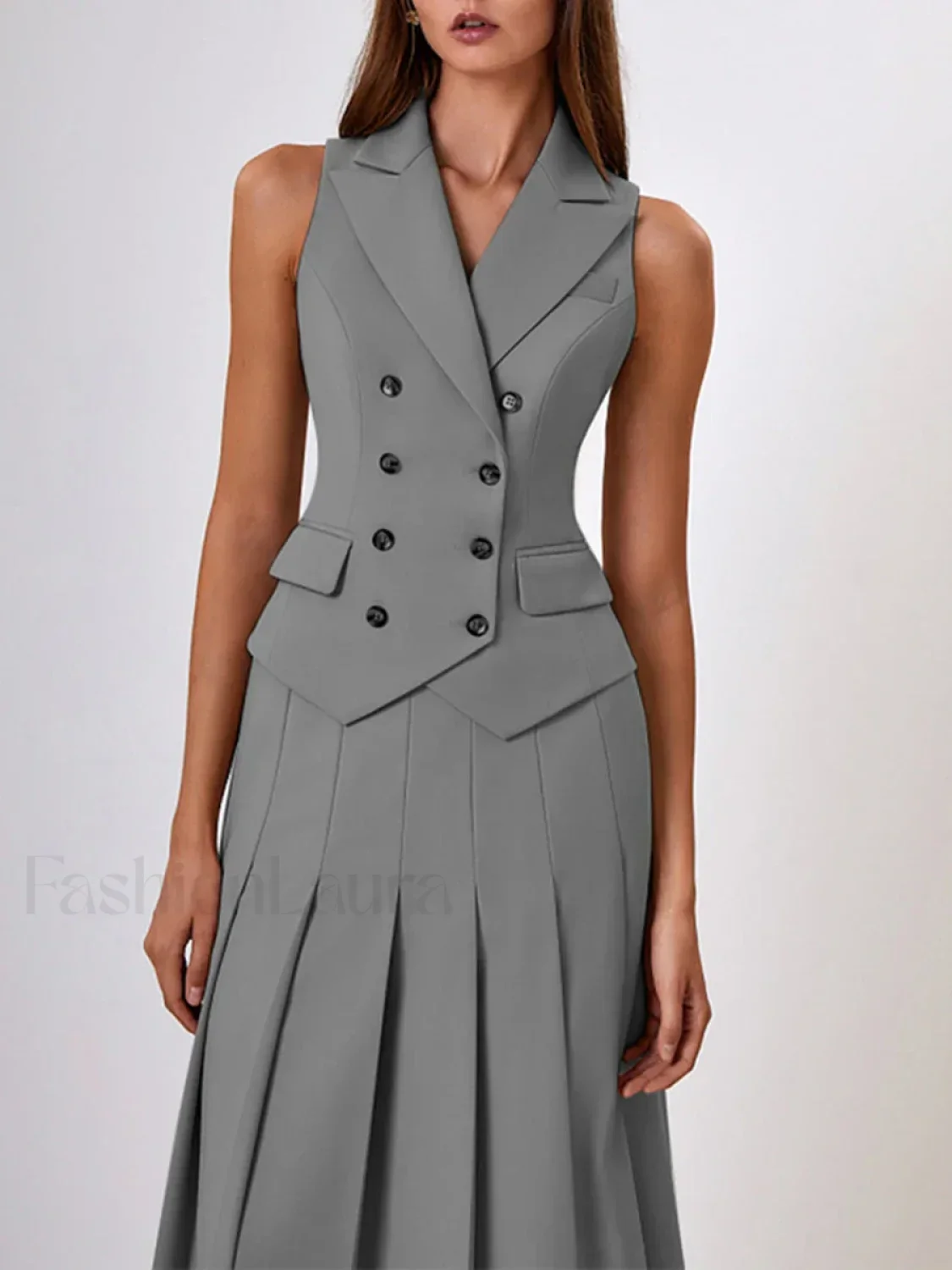 Elegant Spliced Tunic Skirt Two Piece Set - Image 7