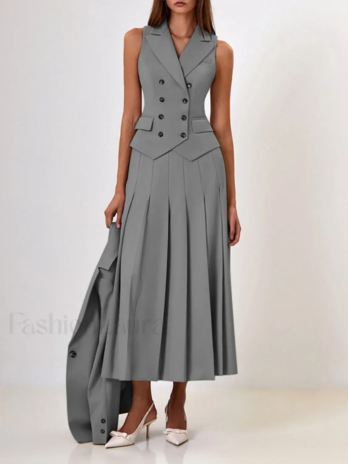 Elegant Spliced Tunic Skirt Two Piece Set - Image 9
