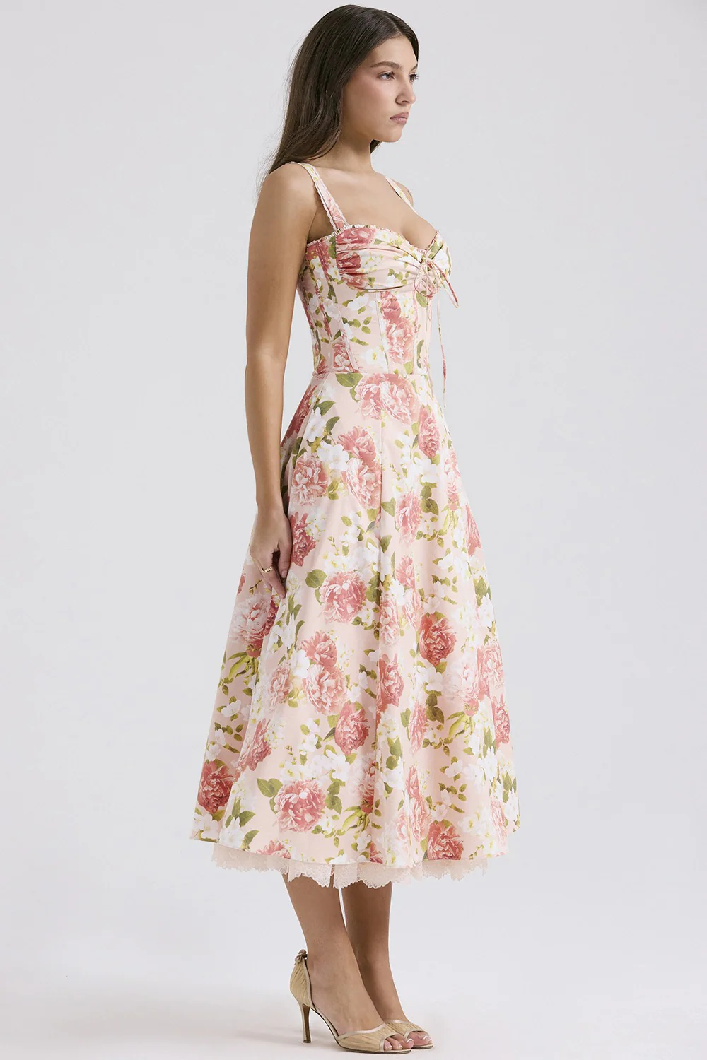 Elegant Strap Slim Midi Floral Dress - Image 6