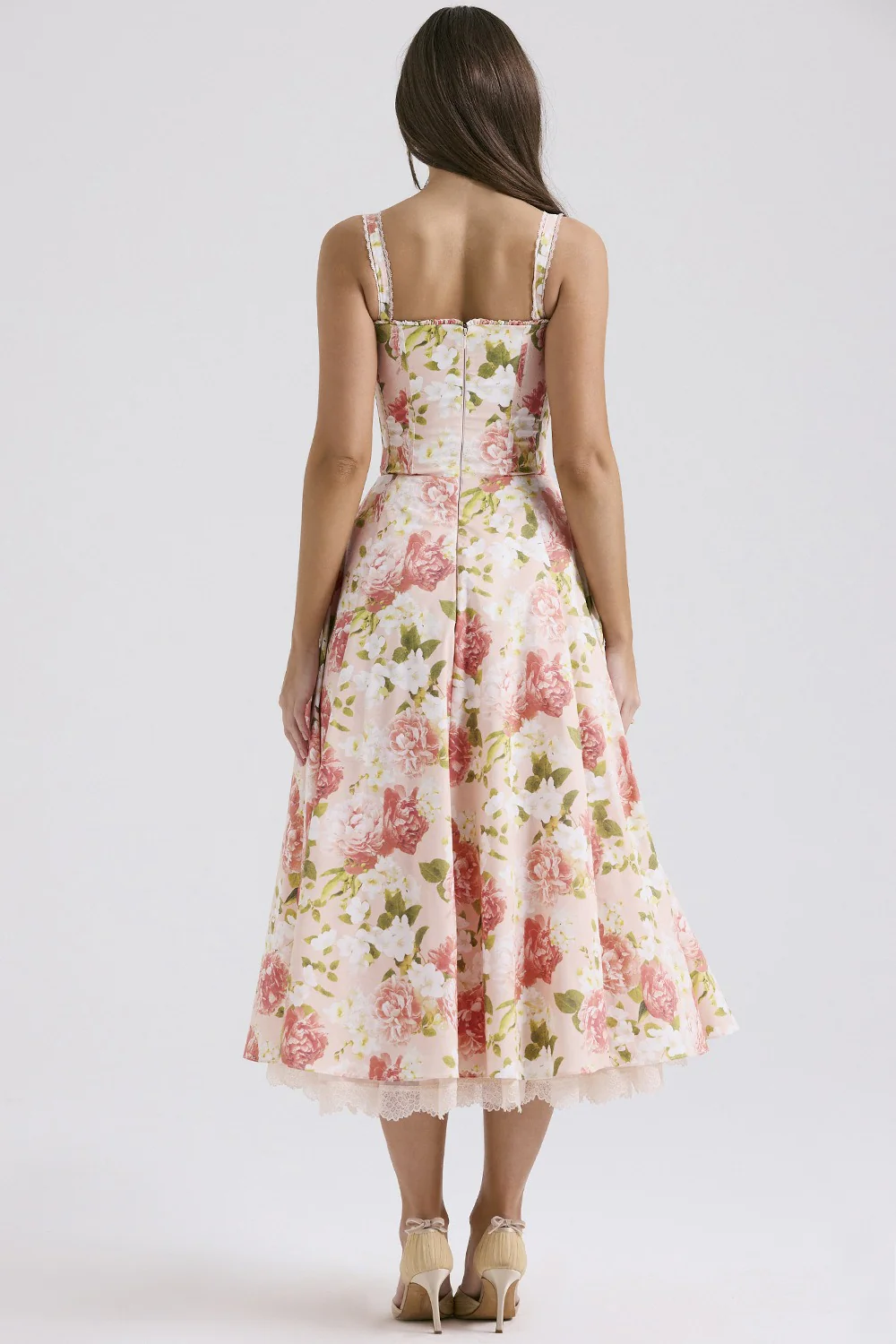 Elegant Strap Slim Midi Floral Dress - Image 8
