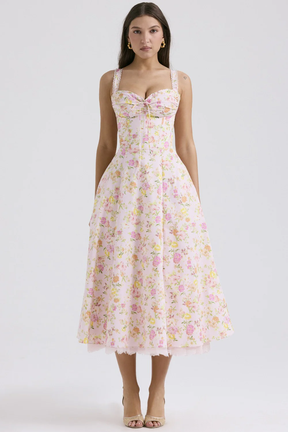 Elegant Strap Slim Midi Floral Dress - Image 9