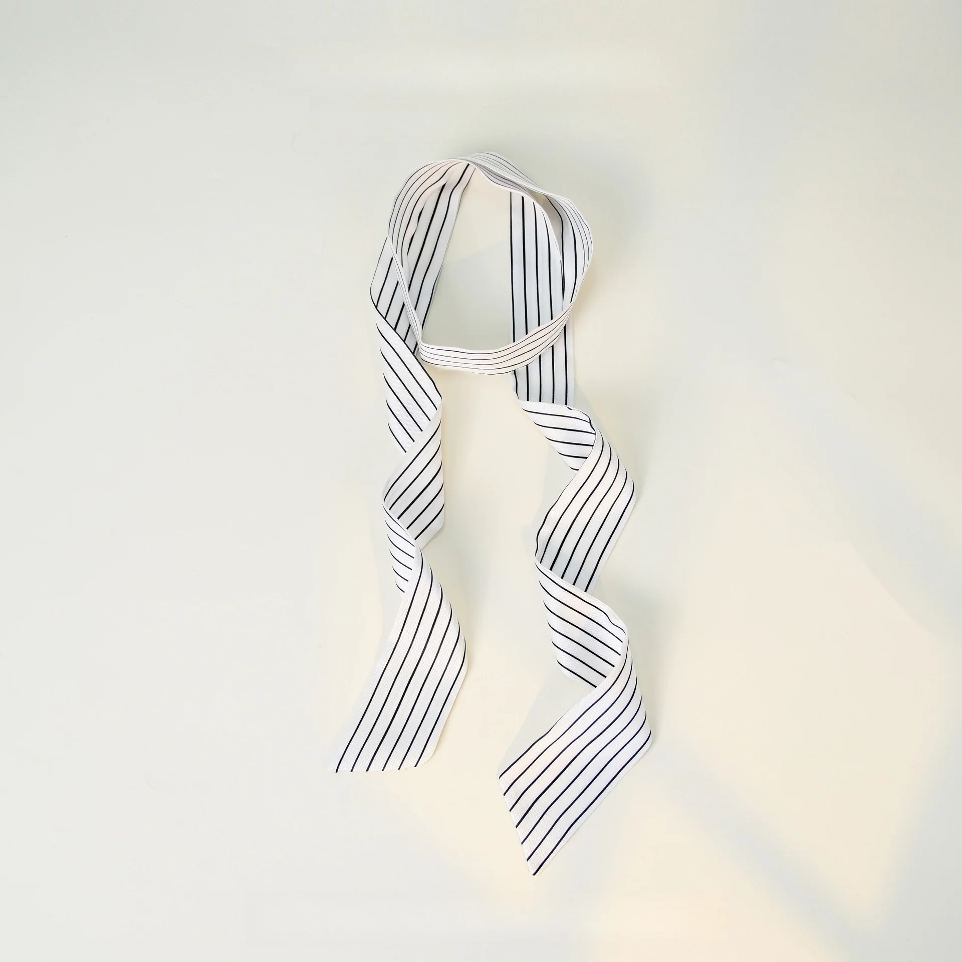 Elegant Striped Long Skinny Neck Ribbon Scarf - Image 3