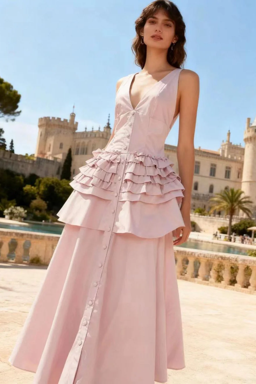 Elegant Vintage Sleeveless Swing Tiered Prom Dress - Image 13
