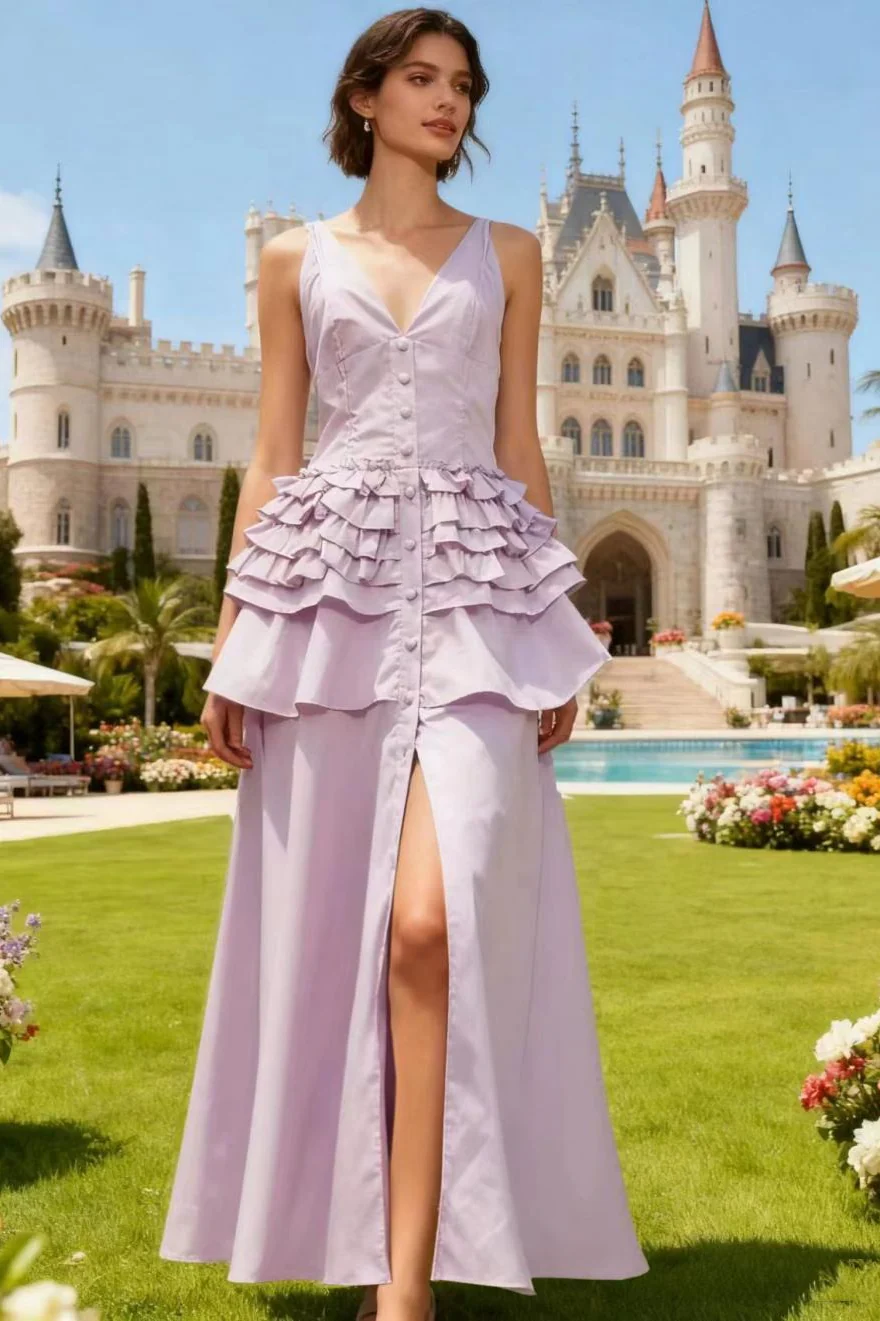 Elegant Vintage Sleeveless Swing Tiered Prom Dress - Image 14