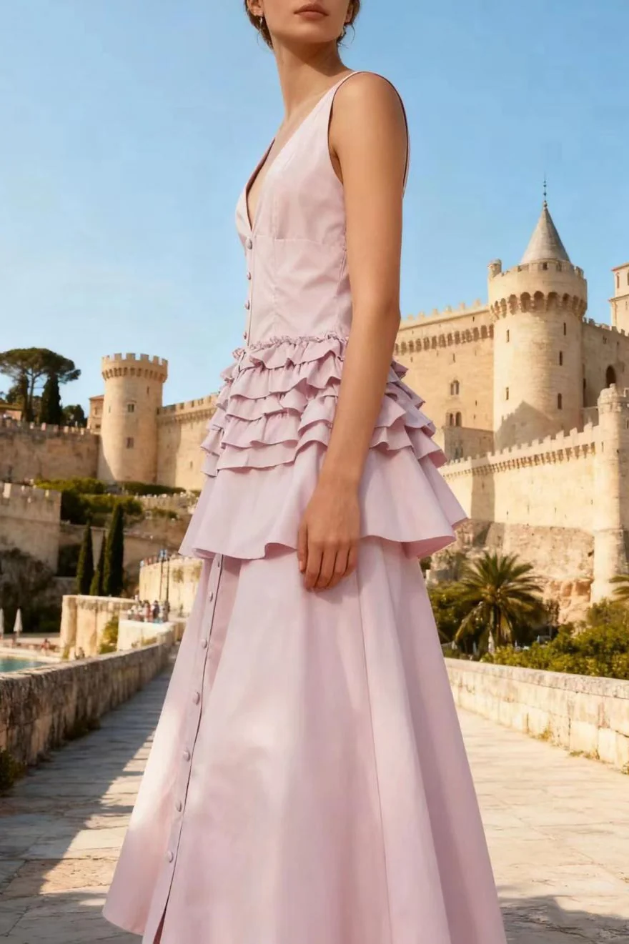 Elegant Vintage Sleeveless Swing Tiered Prom Dress - Image 16