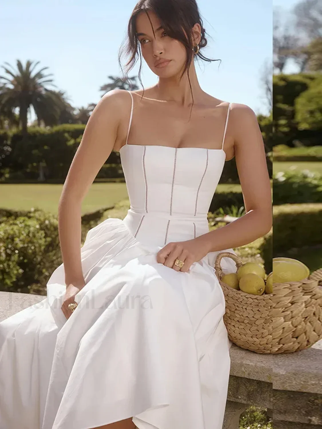 Elegant White Hollow Out Floral Dress - Image 6