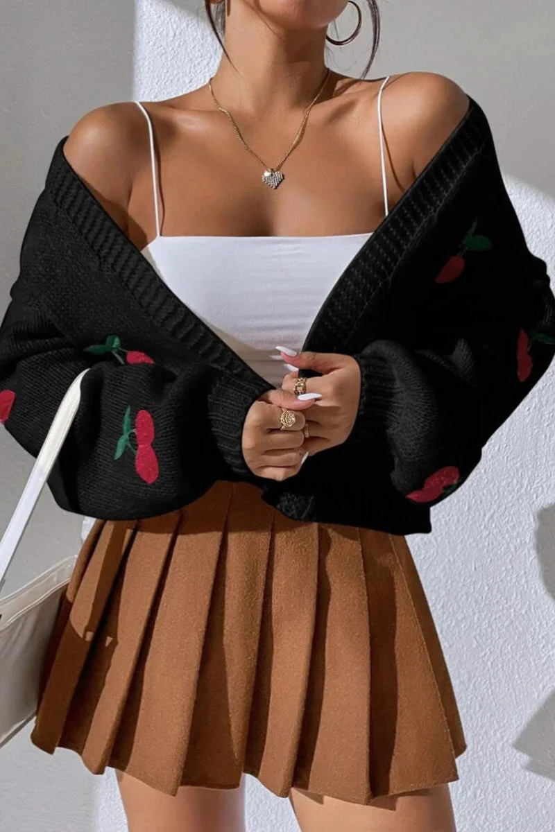 Embroidered Knit Open Front Sweater - Image 18