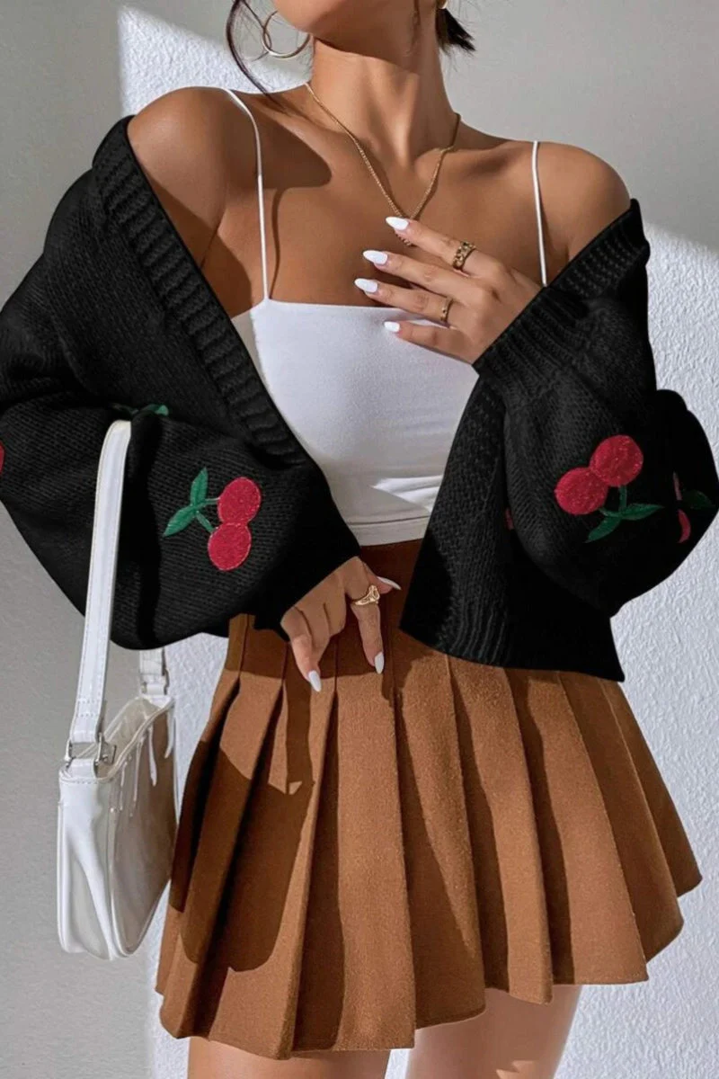 Embroidered Knit Open Front Sweater - Image 19