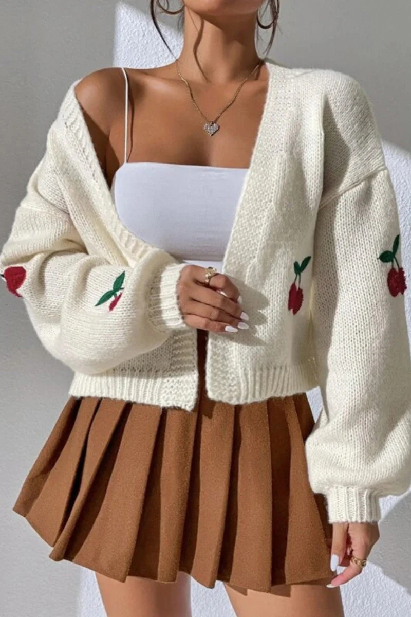 Embroidered Knit Open Front Sweater - Image 25