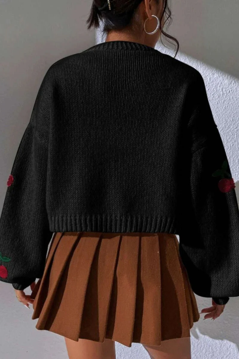 Embroidered Knit Open Front Sweater - Image 31