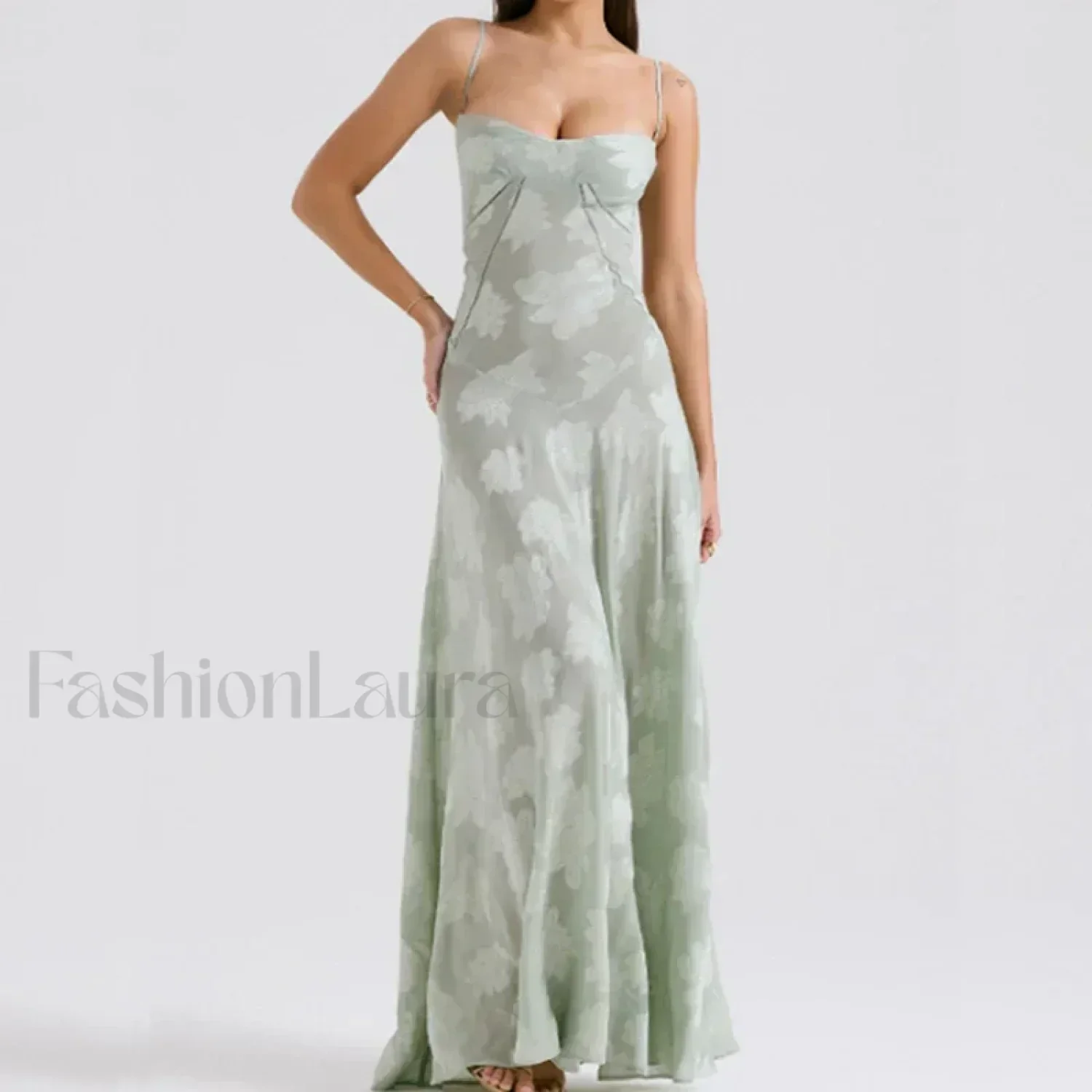 Embroidered Lace Off Shoulder Maxi Dress