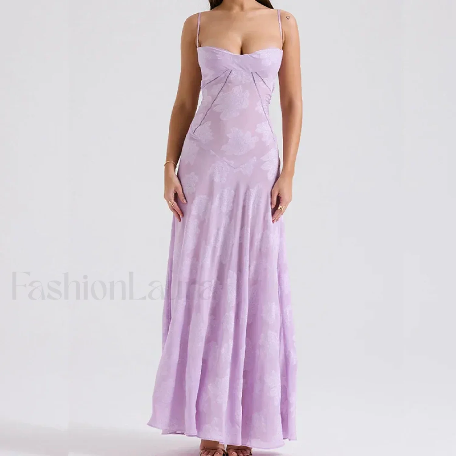 Embroidered Lace Off Shoulder Maxi Dress - Image 11