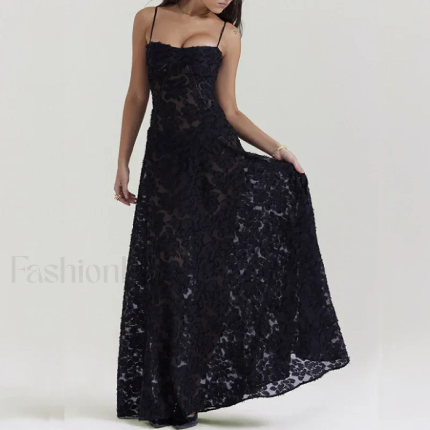 Embroidered Lace Off Shoulder Maxi Dress - Image 17