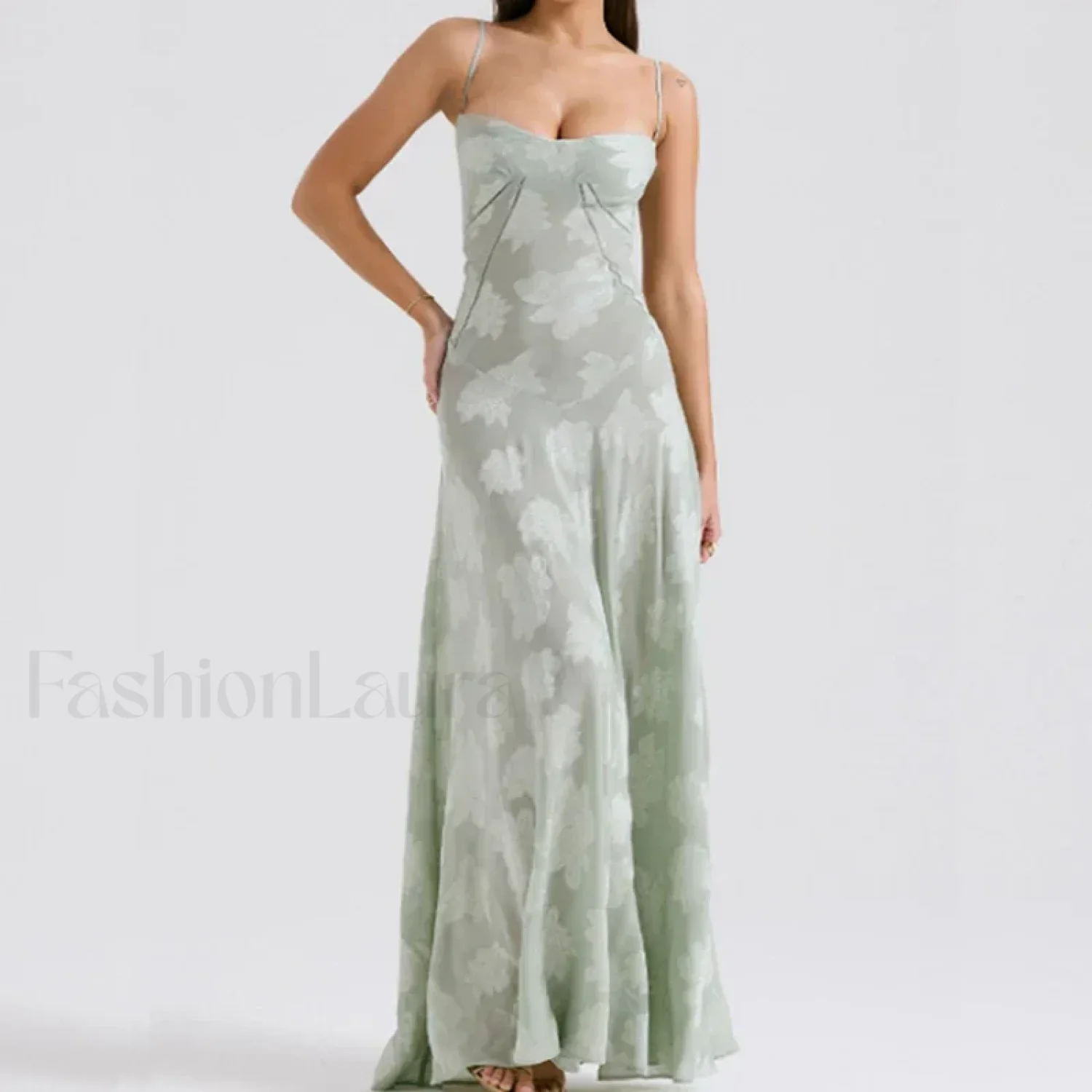Embroidered Lace Off Shoulder Maxi Dress - Image 2