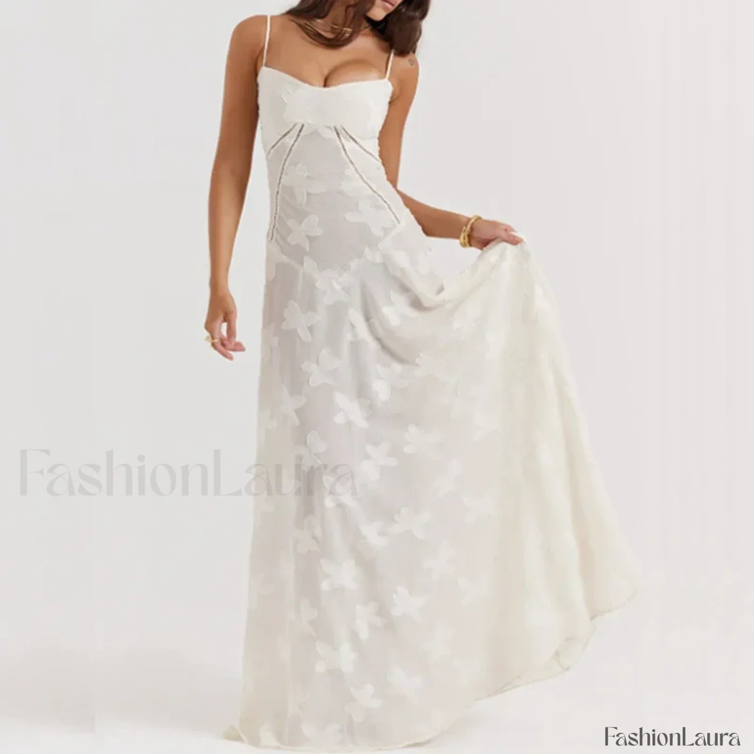 Embroidered Lace Off Shoulder Maxi Dress - Image 20