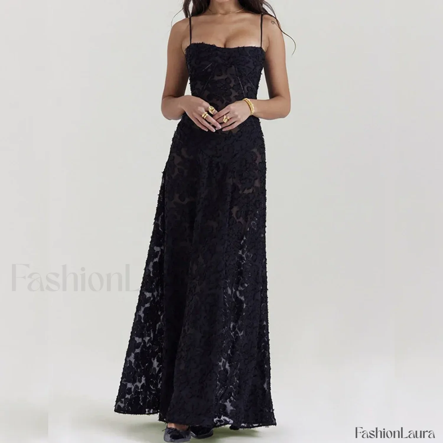 Embroidered Lace Off Shoulder Maxi Dress - Image 22