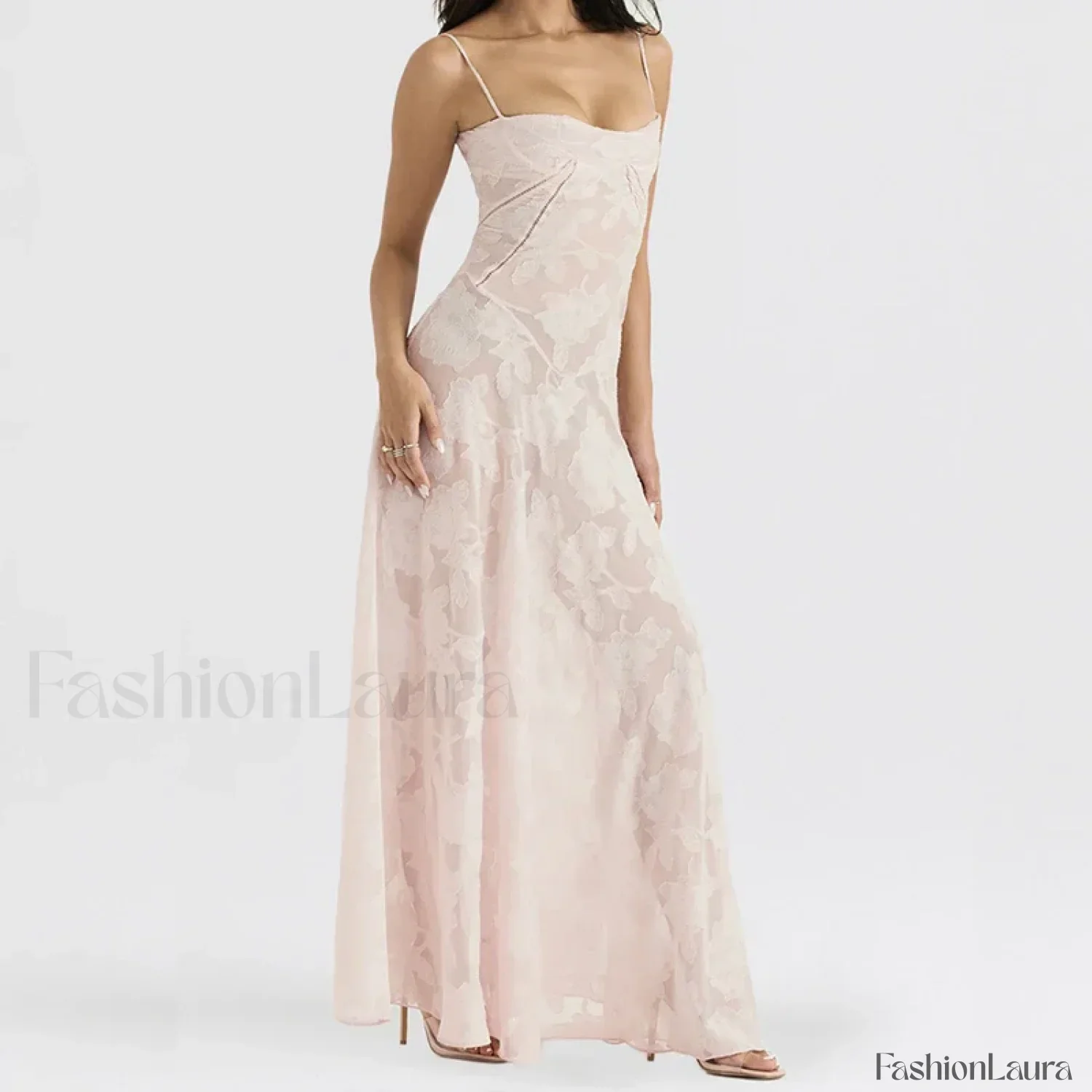 Embroidered Lace Off Shoulder Maxi Dress - Image 24