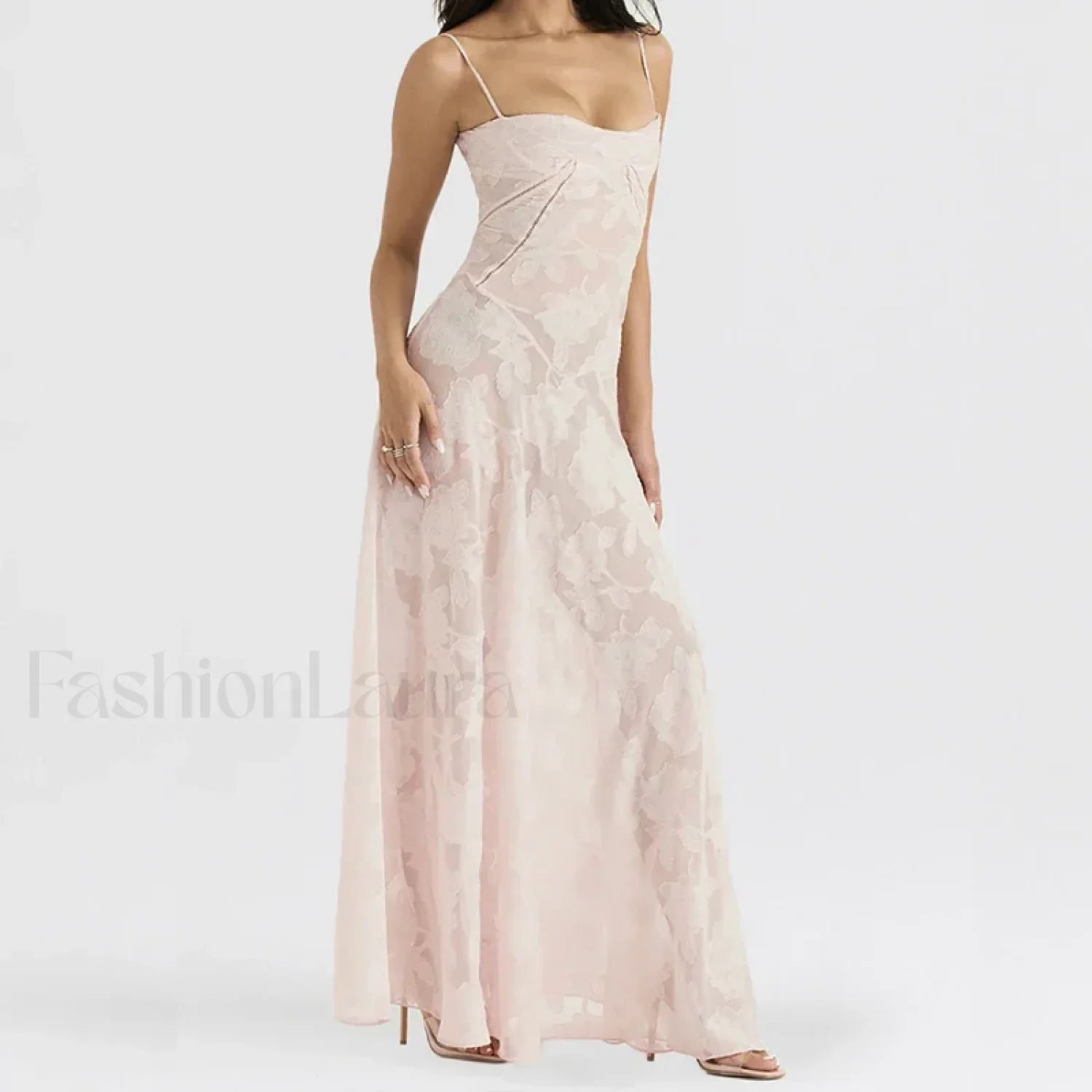 Embroidered Lace Off Shoulder Maxi Dress - Image 5