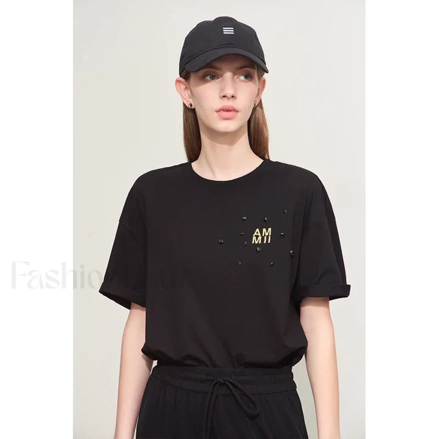 Embroidery Drop Shoulder T-Shirt - Image 4