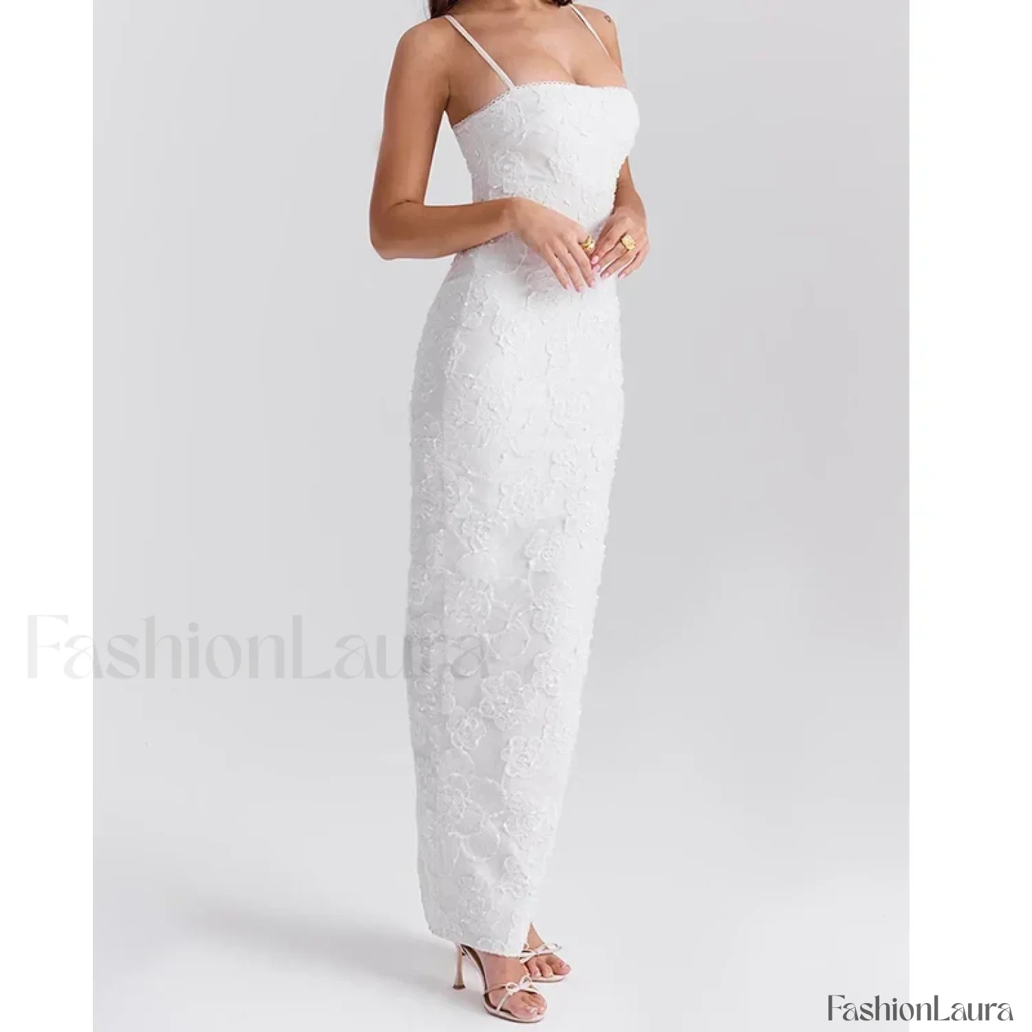 Embroidery Sling Bodycon Maxi Dress - Image 5