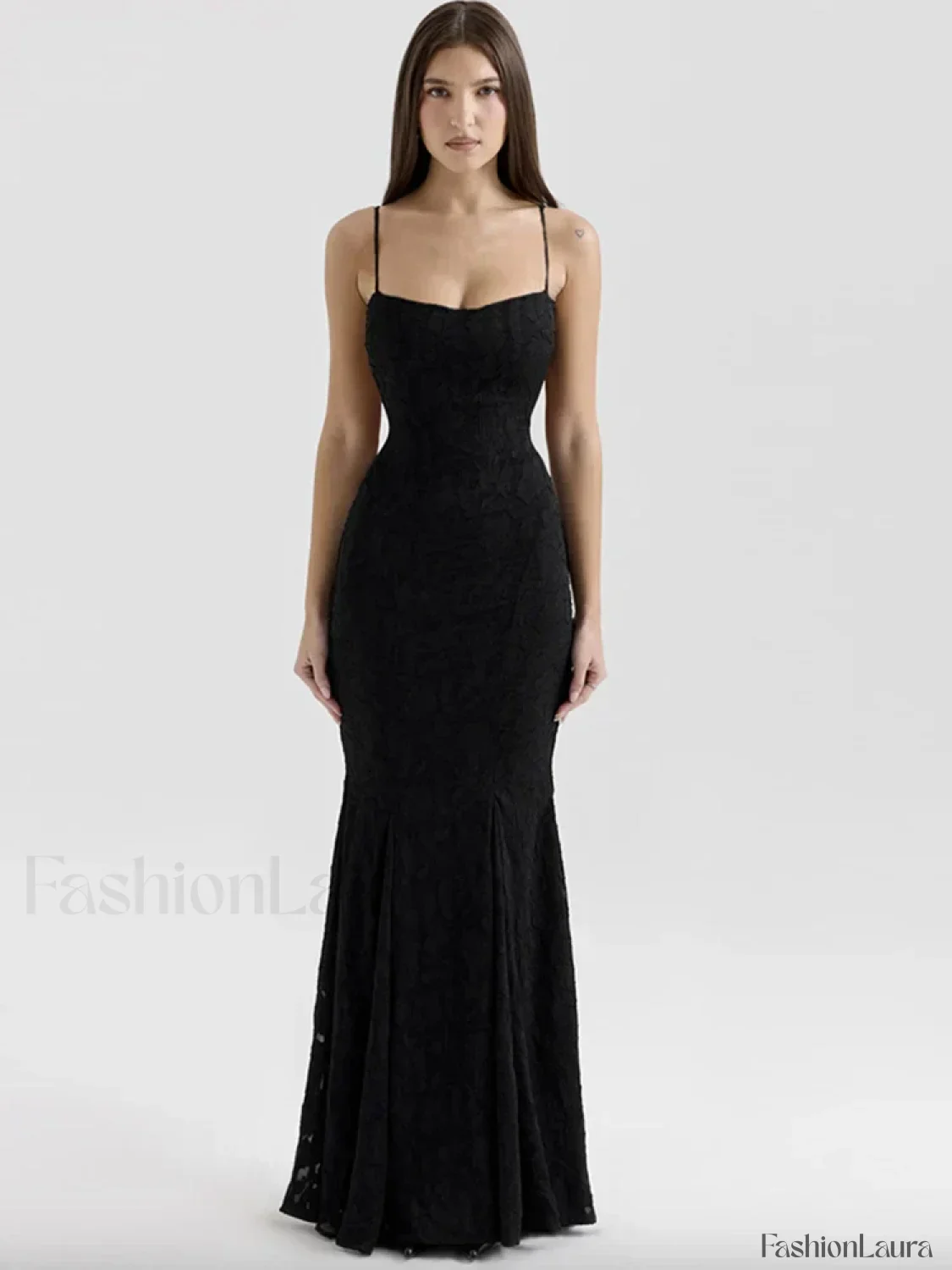Embroidery Spaghetti Mermaid Maxi Dress - Image 19