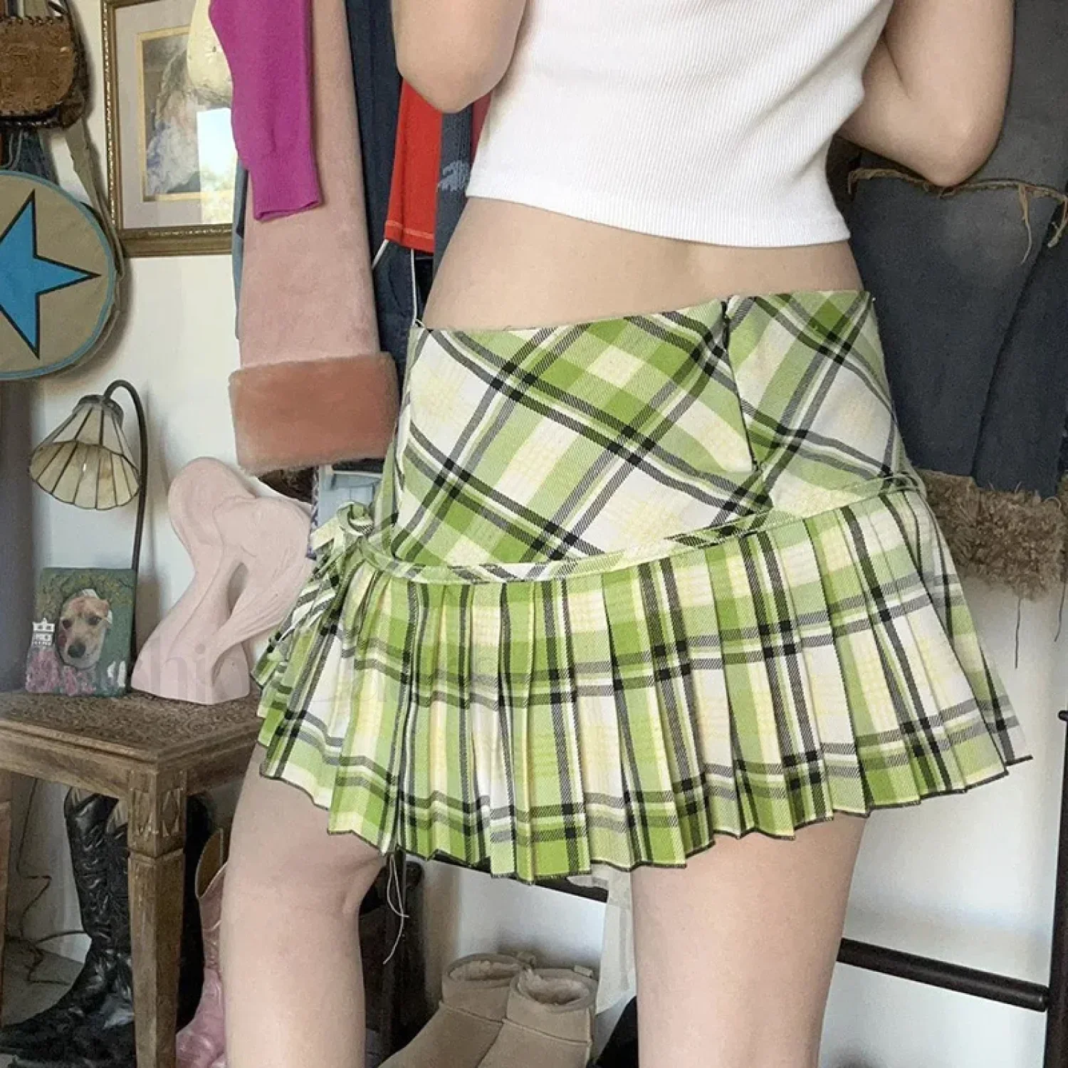 Emerald Preppy Plaid Pleated Skirt - Image 7