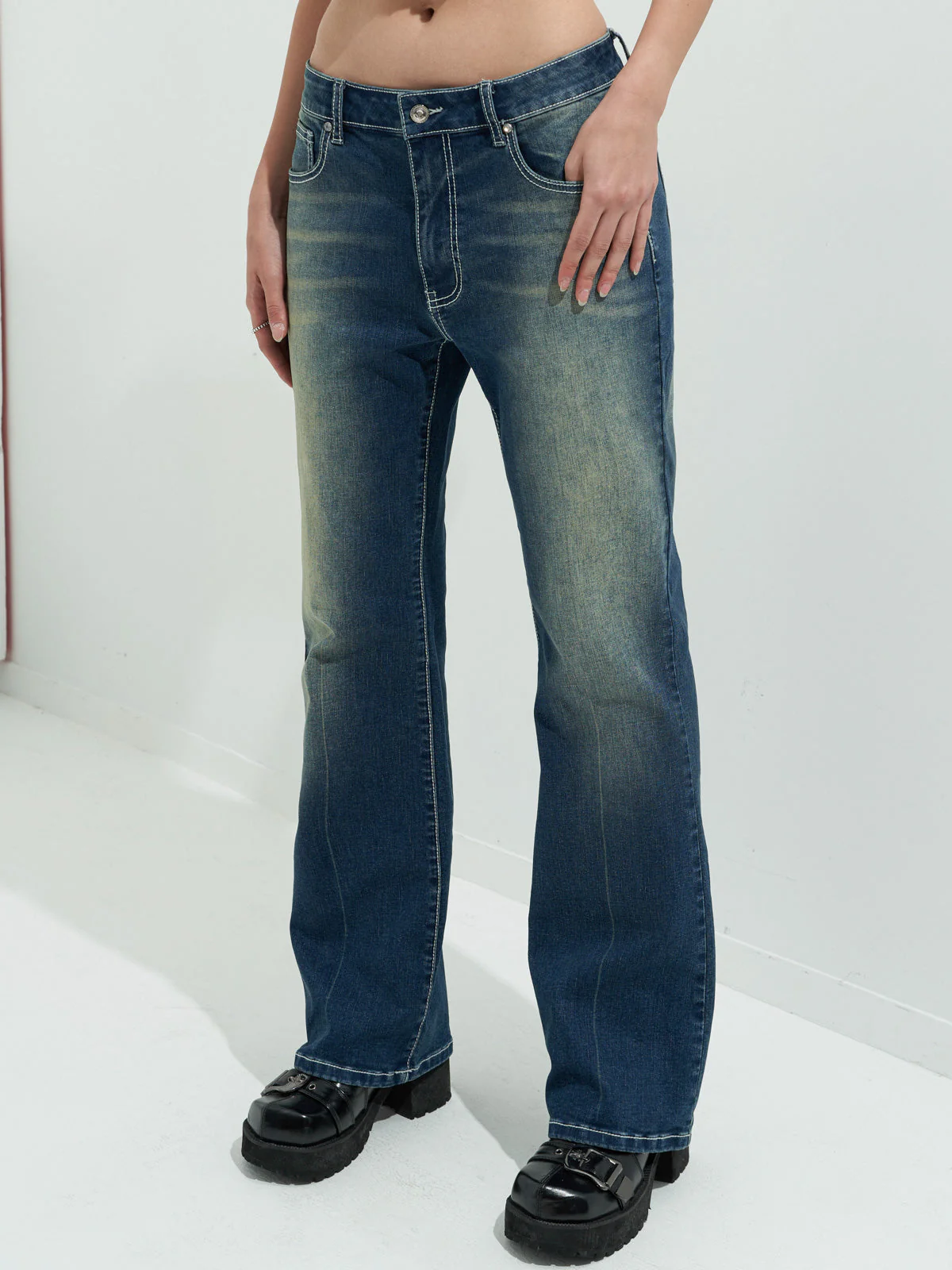 Rhinestone Chrome Hearts Flare Leg Jeans - Image 17