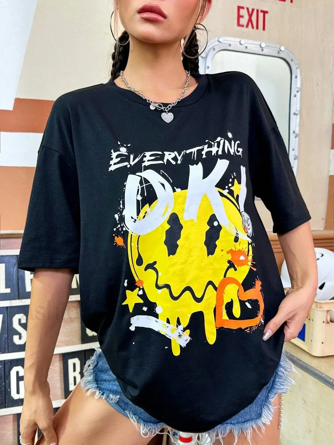 Everything Is Ok Funny Printing Casual T-Shirt - Image 3
