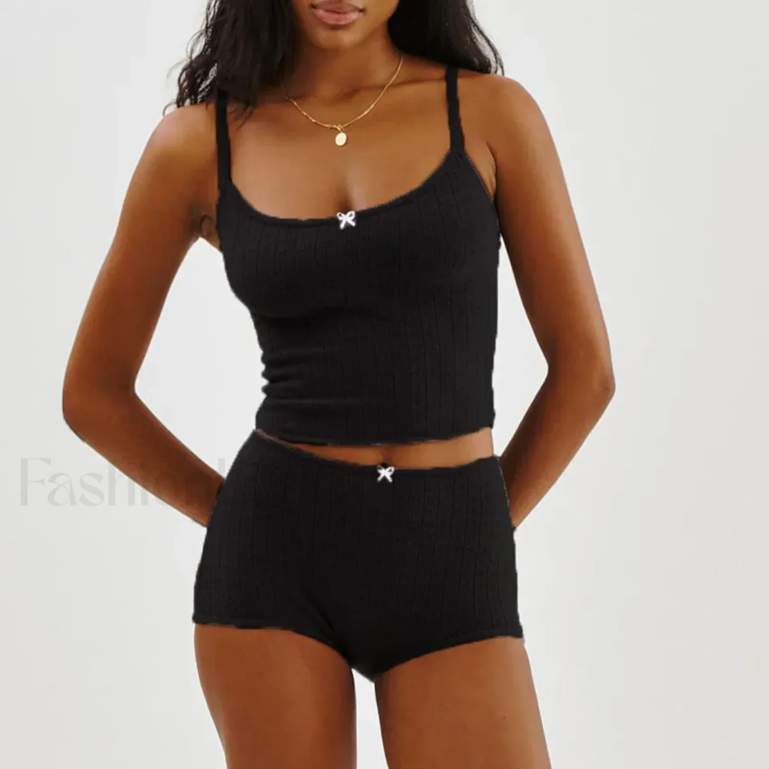 Fairy Grunge Lace Trim Tube Top Shorts Two Piece Set - Image 10