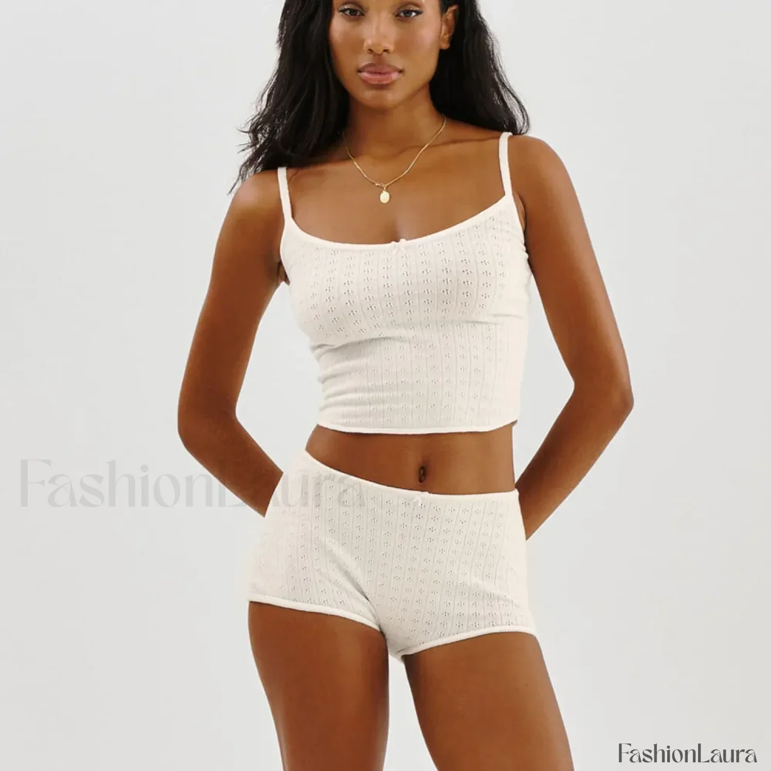 Fairy Grunge Lace Trim Tube Top Shorts Two Piece Set - Image 15