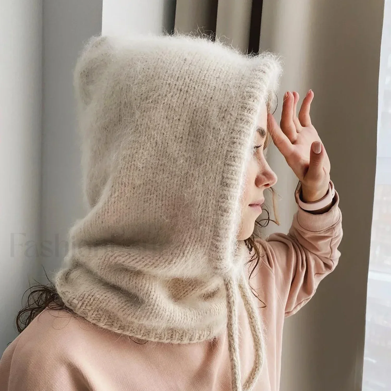 Fashion Balaclava Autumn Winter Warm Neck Women's Solid Color Hat - Image 31